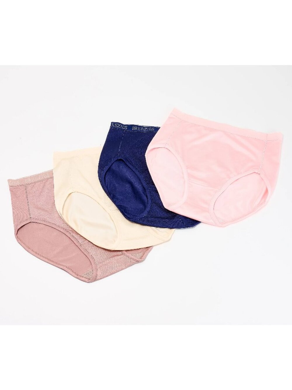Breezies Panty Small Nylon Microfiber Hi Cut 4 Pack Pink Blue Cream Intimate NEW